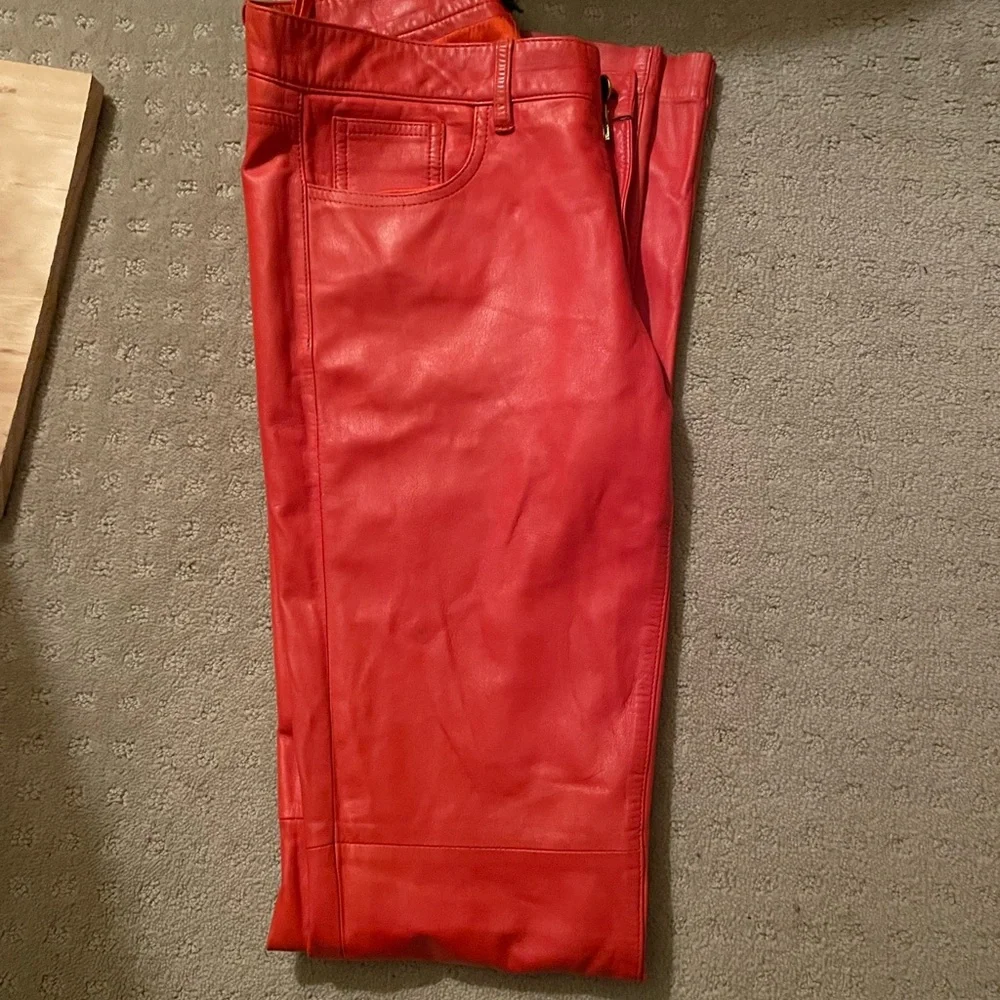 Ralph Lauren orange Leather Pants - Picture 3 of 5